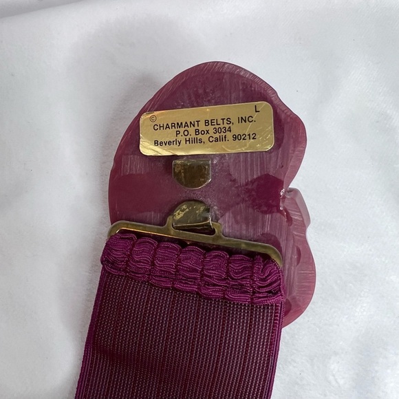 Vintage 80’s CHARMANT of Beverly Hills Elastic Belt with Art Deco Resin Buckle